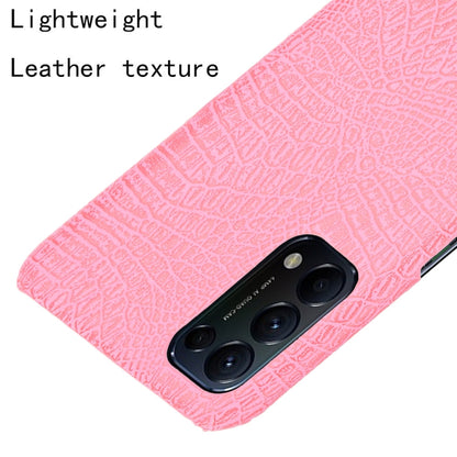 For OPPO Reno5 5G / Find X3 Lite Shockproof Crocodile Texture PC + PU Case(Pink) by buy2fix