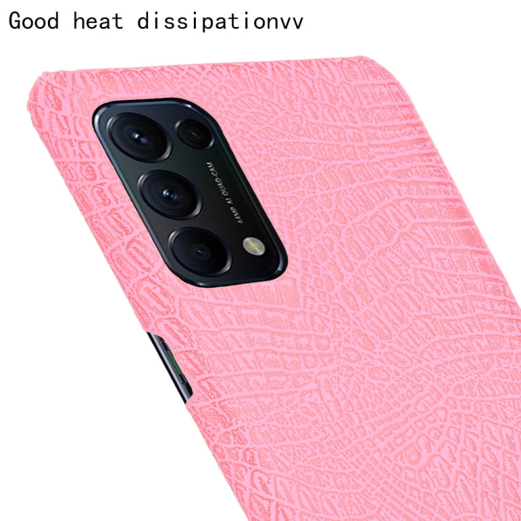 For OPPO Reno5 5G / Find X3 Lite Shockproof Crocodile Texture PC + PU Case(Pink) by buy2fix