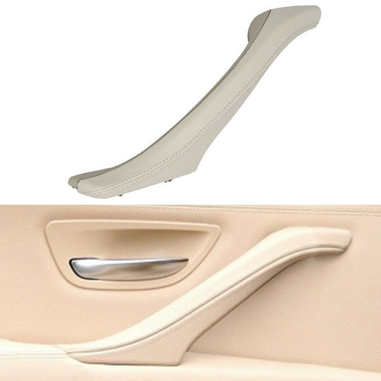 Ensemble de poignée de porte intérieure côté gauche en cuir de voiture 51417225854 pour BMW série 5 F10 / F18 2011-2017 (blanc crème)