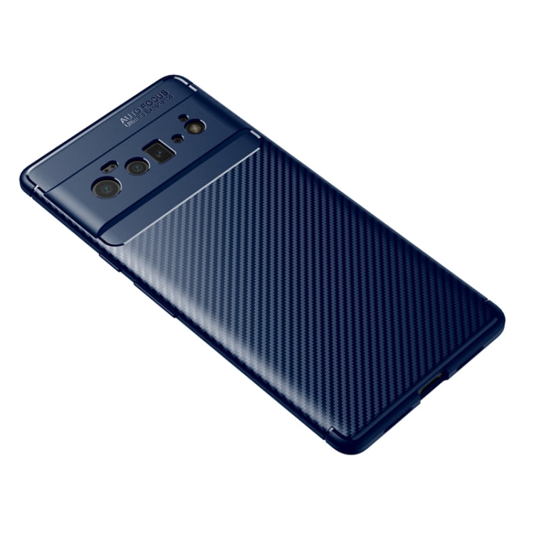 For Google Pixel 6 Pro Carbon Fiber Texture Shockproof TPU Case(Blue) - Google Cases by buy2fix | Online Shopping UK | buy2fix