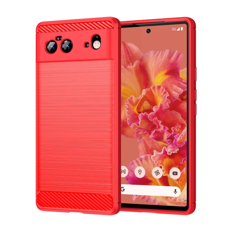For Google Pixel 6 Brushed Texture Carbon Fiber TPU Case(Red) - Google Cases by buy2fix | Online Shopping UK | buy2fix