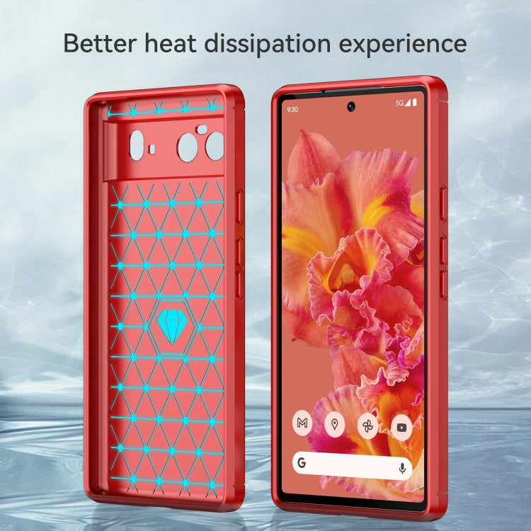 For Google Pixel 6 Brushed Texture Carbon Fiber TPU Case(Red) - Google Cases by buy2fix | Online Shopping UK | buy2fix