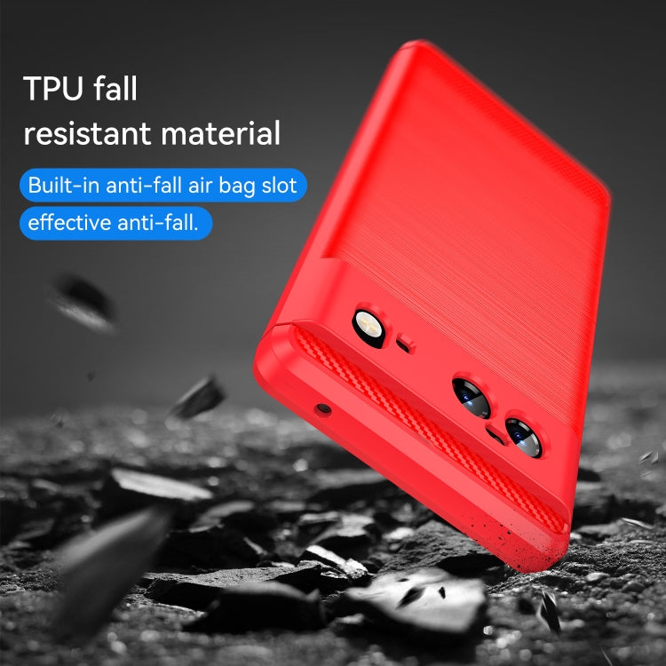 For Google Pixel 6 Brushed Texture Carbon Fiber TPU Case(Red) - Google Cases by buy2fix | Online Shopping UK | buy2fix