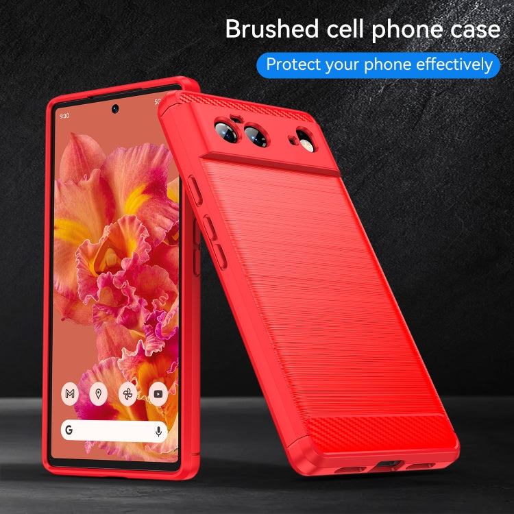 For Google Pixel 6 Brushed Texture Carbon Fiber TPU Case(Red) - Google Cases by buy2fix | Online Shopping UK | buy2fix