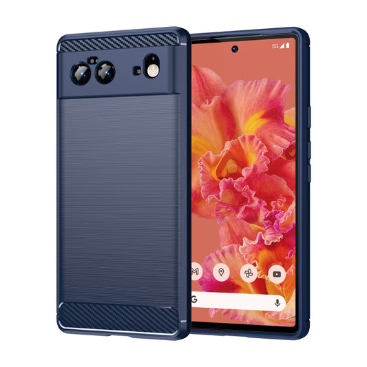 For Google Pixel 6 Brushed Texture Carbon Fiber TPU Case(Navy Blue) - Google Cases by buy2fix | Online Shopping UK | buy2fix