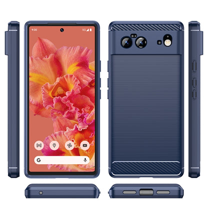 For Google Pixel 6 Brushed Texture Carbon Fiber TPU Case(Navy Blue) - Google Cases by buy2fix | Online Shopping UK | buy2fix