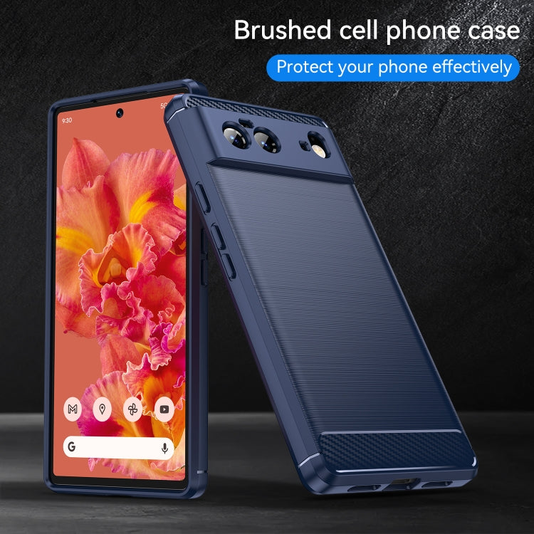 For Google Pixel 6 Brushed Texture Carbon Fiber TPU Case(Navy Blue) - Google Cases by buy2fix | Online Shopping UK | buy2fix