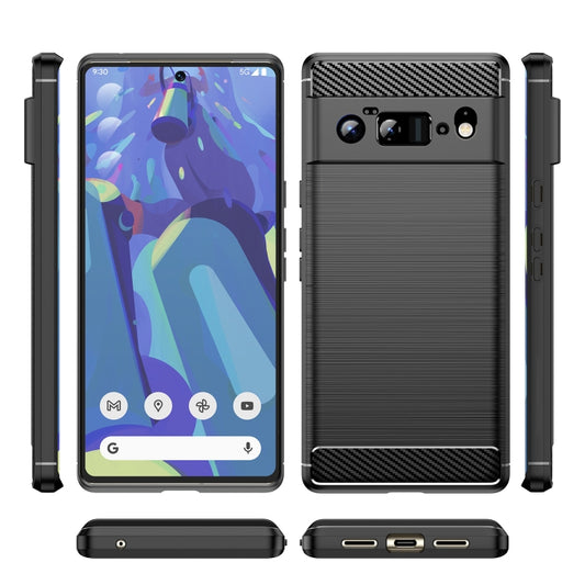 For Google Pixel 6 Pro Brushed Texture Carbon Fiber TPU Case(Black) - Google Cases by buy2fix | Online Shopping UK | buy2fix