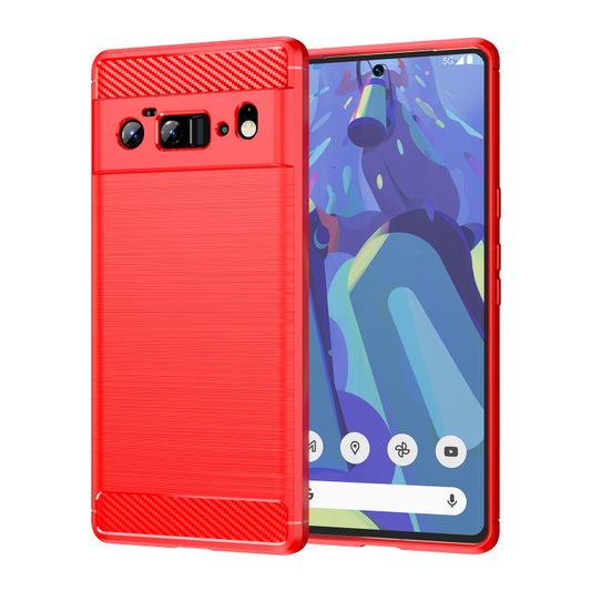 For Google Pixel 6 Pro Brushed Texture Carbon Fiber TPU Case(Red) - Google Cases by buy2fix | Online Shopping UK | buy2fix