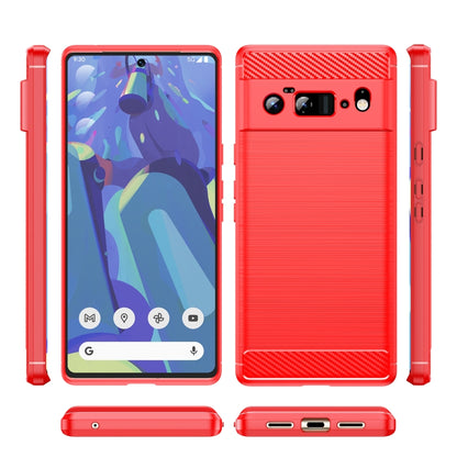 For Google Pixel 6 Pro Brushed Texture Carbon Fiber TPU Case(Red) - Google Cases by buy2fix | Online Shopping UK | buy2fix