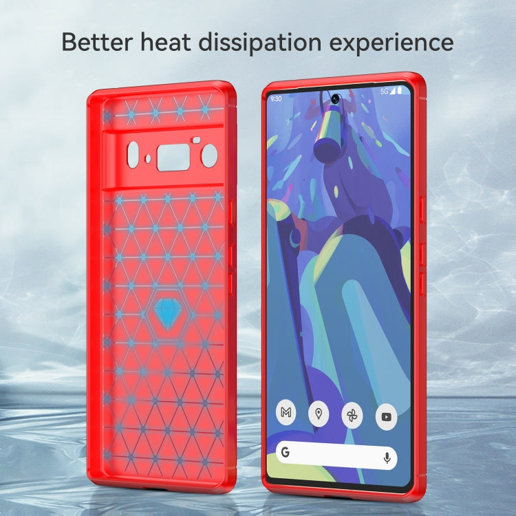 For Google Pixel 6 Pro Brushed Texture Carbon Fiber TPU Case(Red) - Google Cases by buy2fix | Online Shopping UK | buy2fix