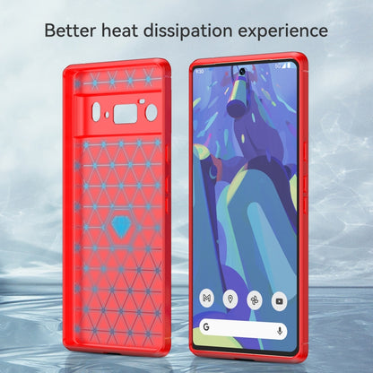 For Google Pixel 6 Pro Brushed Texture Carbon Fiber TPU Case(Red) - Google Cases by buy2fix | Online Shopping UK | buy2fix