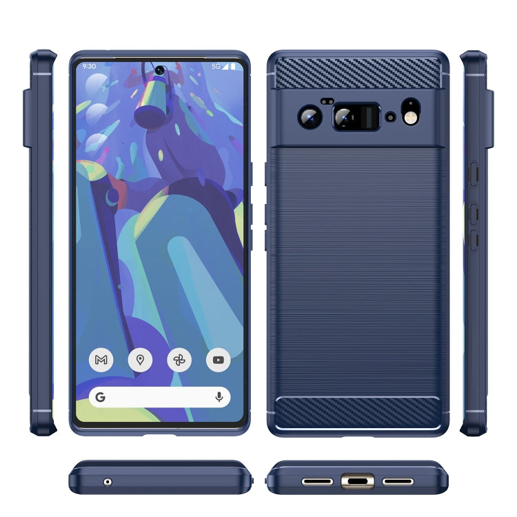 For Google Pixel 6 Pro Brushed Texture Carbon Fiber TPU Case(Navy Blue) - Google Cases by buy2fix | Online Shopping UK | buy2fix