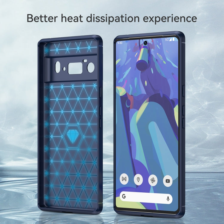 For Google Pixel 6 Pro Brushed Texture Carbon Fiber TPU Case(Navy Blue) - Google Cases by buy2fix | Online Shopping UK | buy2fix