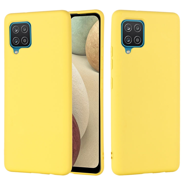 For Samsung Galaxy A22 4G Solid Color Liquid Silicone Dropproof Full Coverage Protective Case(Yellow) by buy2fix
