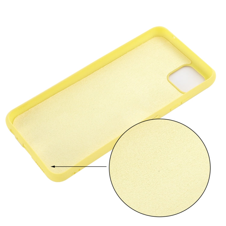 For Samsung Galaxy A22 5G Solid Color Liquid Silicone Dropproof Full Coverage Protective Case(Yellow) by buy2fix