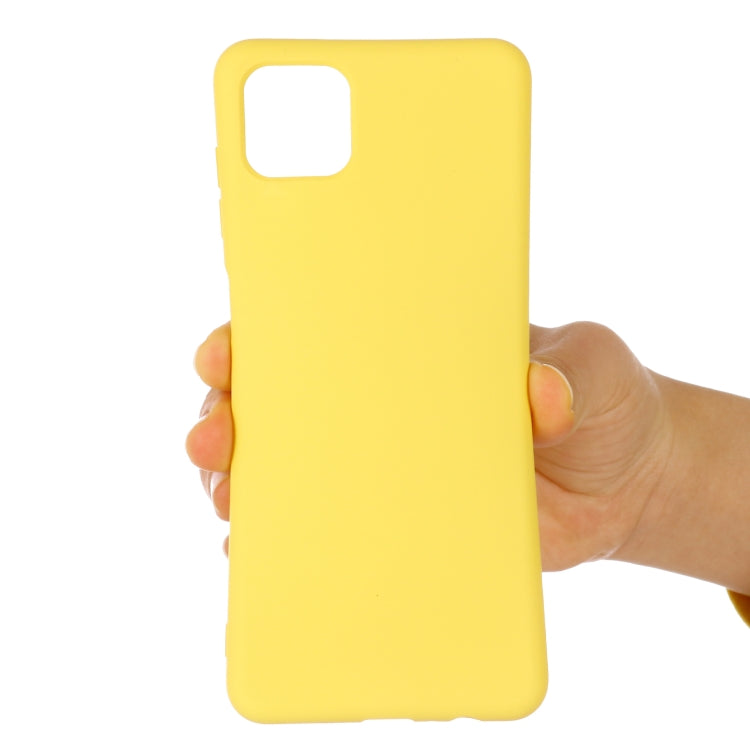 For Samsung Galaxy A22 5G Solid Color Liquid Silicone Dropproof Full Coverage Protective Case(Yellow) by buy2fix
