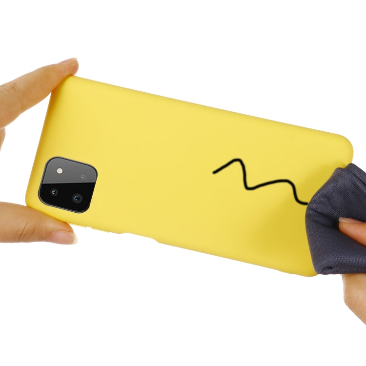 For Samsung Galaxy A22 5G Solid Color Liquid Silicone Dropproof Full Coverage Protective Case(Yellow) by buy2fix