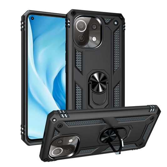 For Xiaomi Mi 11 Lite 5G Shockproof TPU + PC Protective Case with 360 Degree Rotating Holder(Black) - Xiaomi Cases by buy2fix | Online Shopping UK | buy2fix