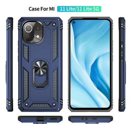 For Xiaomi Mi 11 Lite 5G Shockproof TPU + PC Protective Case with 360 Degree Rotating Holder(Blue) - Xiaomi Cases by buy2fix | Online Shopping UK | buy2fix