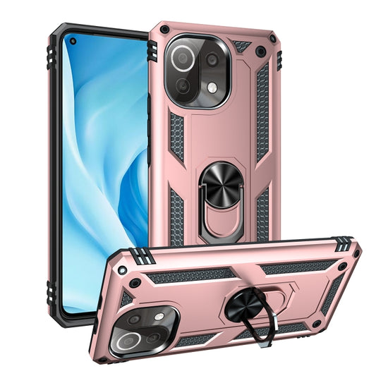 For Xiaomi Mi 11 Lite 5G Shockproof TPU + PC Protective Case with 360 Degree Rotating Holder(Rose Gold) - Xiaomi Cases by buy2fix | Online Shopping UK | buy2fix
