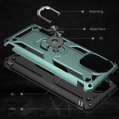 For Xiaomi Mi 11 Lite 5G Shockproof TPU + PC Protective Case with 360 Degree Rotating Holder(Dark Green) - Xiaomi Cases by buy2fix | Online Shopping UK | buy2fix