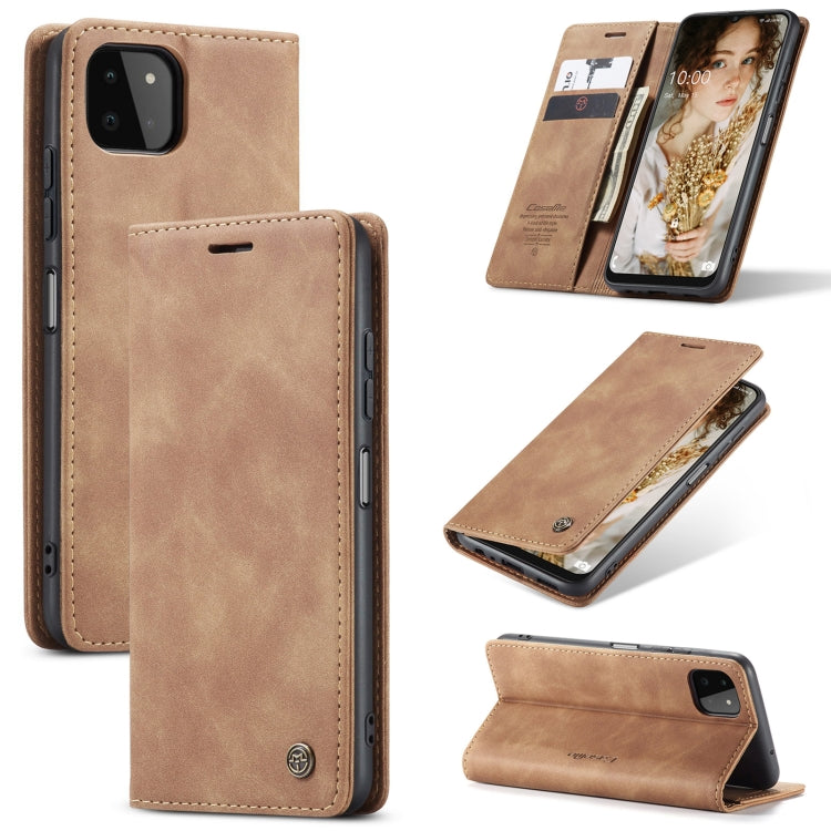 For Samsung Galaxy A22 5G CaseMe 013 Multifunctional Horizontal Flip Leather Case with Card Slot & Holder & Wallet(Brown) by CaseMe