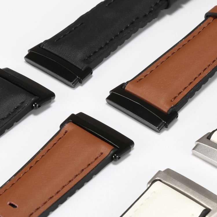 For Fitbit Versa 3 Leather + Silicone Watch Band(White) - Watch Bands by buy2fix | Online Shopping UK | buy2fix