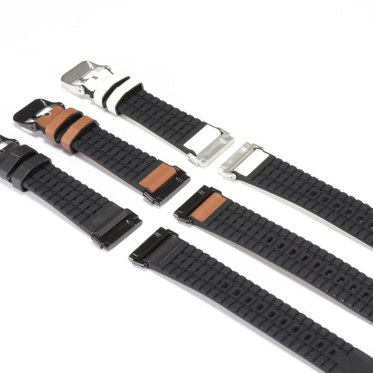 For Fitbit Versa 3 Leather + Silicone Watch Band(White) - Watch Bands by buy2fix | Online Shopping UK | buy2fix