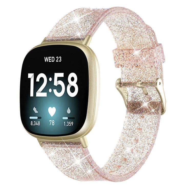 For Fitbit Versa 3 Glitter Powder Silicone Watch Band(Rose Gold) by buy2fix