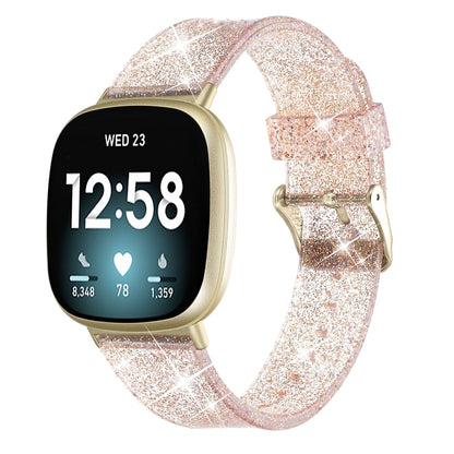 For Fitbit Versa 3 Glitter Powder Silicone Watch Band(Rose Gold) by buy2fix