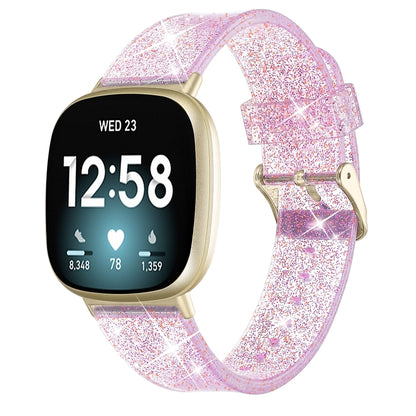 For Fitbit Versa 3 Glitter Powder Silicone Watch Band(Purple) - Watch Bands by buy2fix | Online Shopping UK | buy2fix