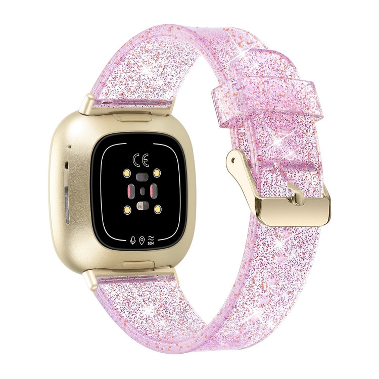 For Fitbit Versa 3 Glitter Powder Silicone Watch Band(Purple) - Watch Bands by buy2fix | Online Shopping UK | buy2fix