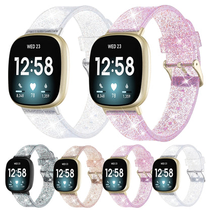 For Fitbit Versa 3 Glitter Powder Silicone Watch Band(Purple) - Watch Bands by buy2fix | Online Shopping UK | buy2fix