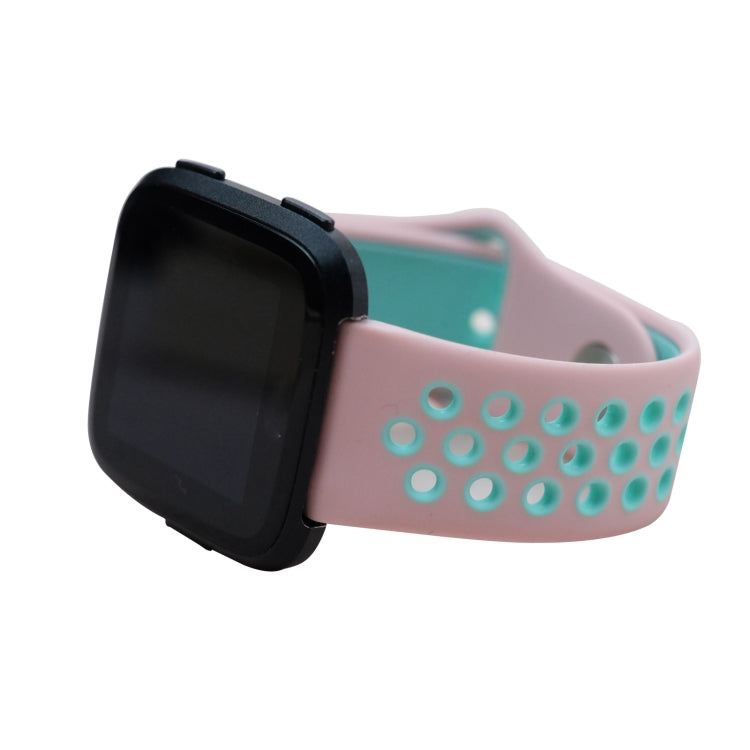 For Fitbit Versa 3 Two-color Silicone Watch Band(Pink Blue) - Watch Bands by buy2fix | Online Shopping UK | buy2fix