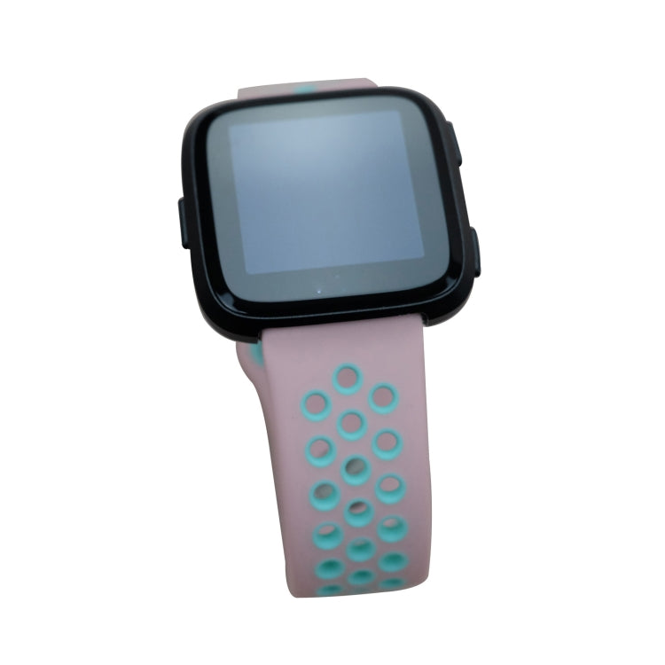 For Fitbit Versa 3 Two-color Silicone Watch Band(Pink Blue) - Watch Bands by buy2fix | Online Shopping UK | buy2fix
