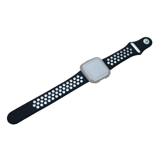 For Fitbit Versa 3 Two-color Silicone Watch Band(Black White) - Watch Bands by buy2fix | Online Shopping UK | buy2fix