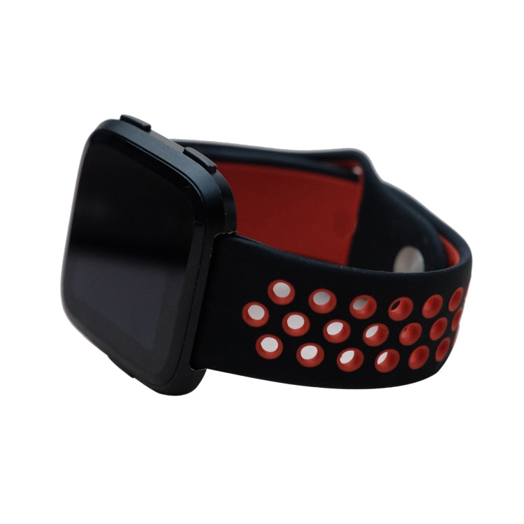 For Fitbit Versa 3 Two-color Silicone Watch Band(Black Red) - Watch Bands by buy2fix | Online Shopping UK | buy2fix