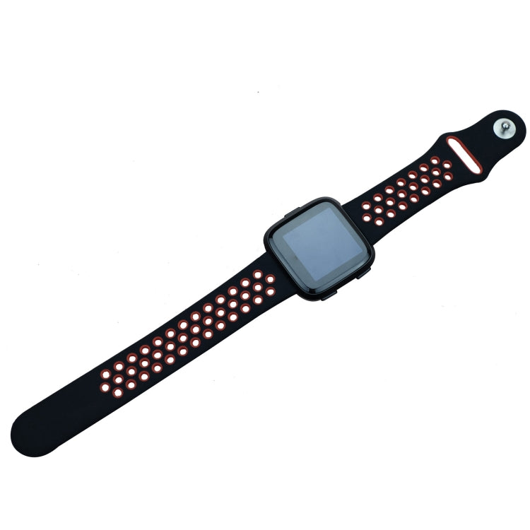 For Fitbit Versa 3 Two-color Silicone Watch Band(Black Red) - Watch Bands by buy2fix | Online Shopping UK | buy2fix