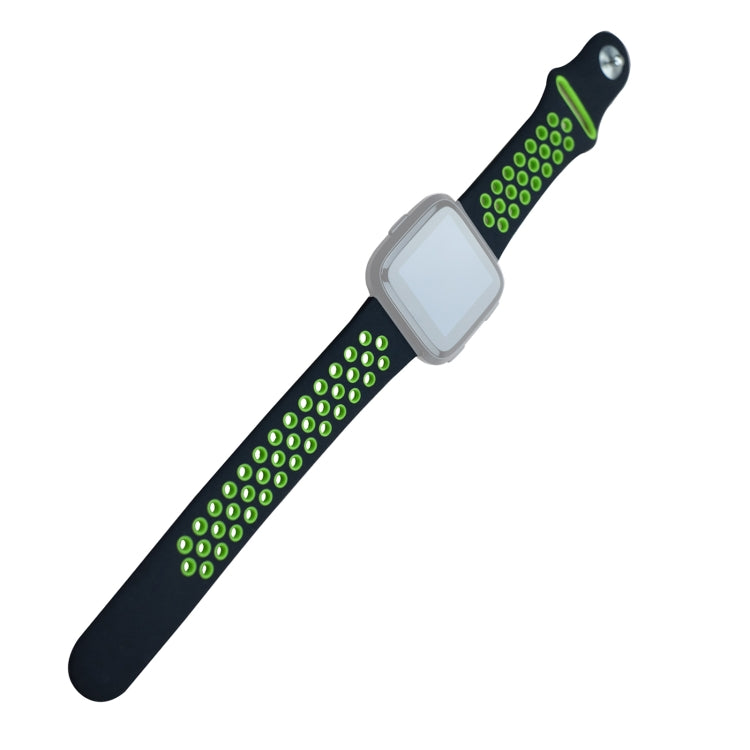For Fitbit Versa 3 Two-color Silicone Watch Band(Black Green) - Watch Bands by buy2fix | Online Shopping UK | buy2fix
