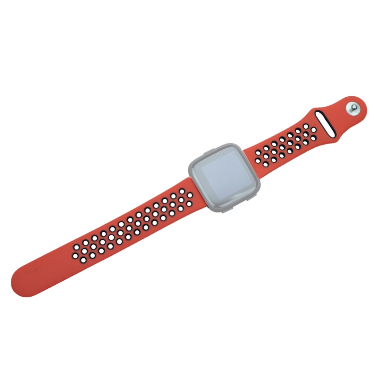 For Fitbit Versa 3 Two-color Silicone Watch Band(Red Black) - Watch Bands by buy2fix | Online Shopping UK | buy2fix