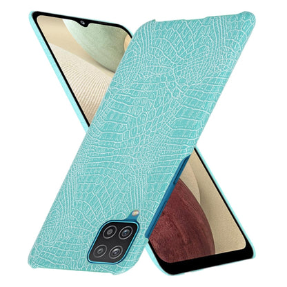 For Samsung Galaxy A22 4G Shockproof Crocodile Texture PC + PU Case(Light Green) by buy2fix
