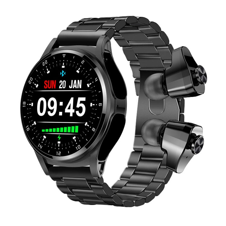 GT69 1.3 inch IPS Touch Screen IP67 Waterproof Bluetooth Earphone Smart Watch, Support Sleep Monitoring / Heart Rate Monitoring / Bluetooth Call(Black Steel Band) by buy2fix