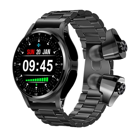 GT69 1.3 inch IPS Touch Screen IP67 Waterproof Bluetooth Earphone Smart Watch, Support Sleep Monitoring / Heart Rate Monitoring / Bluetooth Call(Black Steel Band) by buy2fix
