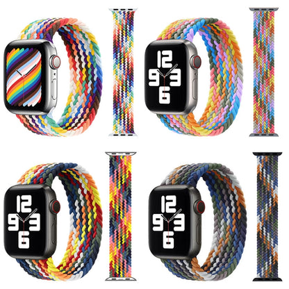 Metal Head Braided Nylon Watch Band, Size: M 145mm For Apple Watch Series 9&8&7 41mm / SE 3&SE 2&6&SE&5&4 40mm / 3&2&1 38mm(Rainbow Colors) by buy2fix