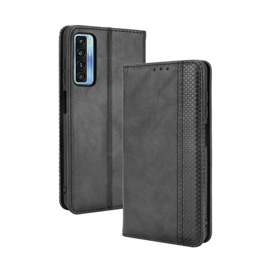 For TCL 20 5G / 20S / 20L / 20L+ Magnetic Buckle Retro Crazy Horse Texture Horizontal Flip Leather Case with Holder & Card Slots & Photo Frame(Black) - TCL by buy2fix | Online Shopping UK | buy2fix