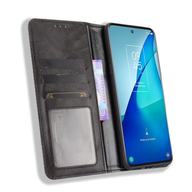 For TCL 20 5G / 20S / 20L / 20L+ Magnetic Buckle Retro Crazy Horse Texture Horizontal Flip Leather Case with Holder & Card Slots & Photo Frame(Black) - TCL by buy2fix | Online Shopping UK | buy2fix