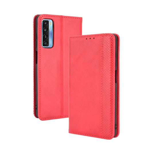 For TCL 20 5G / 20S / 20L / 20L+ Magnetic Buckle Retro Crazy Horse Texture Horizontal Flip Leather Case with Holder & Card Slots & Photo Frame(Red) - TCL by buy2fix | Online Shopping UK | buy2fix