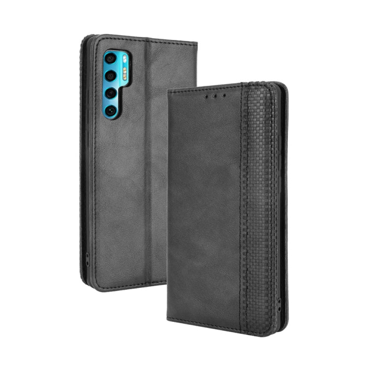 For TCL 20 Pro 5G Magnetic Buckle Retro Crazy Horse Texture Horizontal Flip Leather Case with Holder & Card Slots & Photo Frame(Black) - TCL by buy2fix | Online Shopping UK | buy2fix