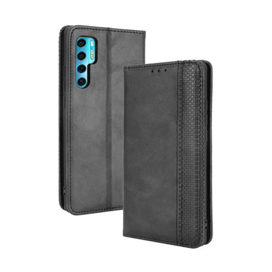 For TCL 20 Pro 5G Magnetic Buckle Retro Crazy Horse Texture Horizontal Flip Leather Case with Holder & Card Slots & Photo Frame(Black) - TCL by buy2fix | Online Shopping UK | buy2fix